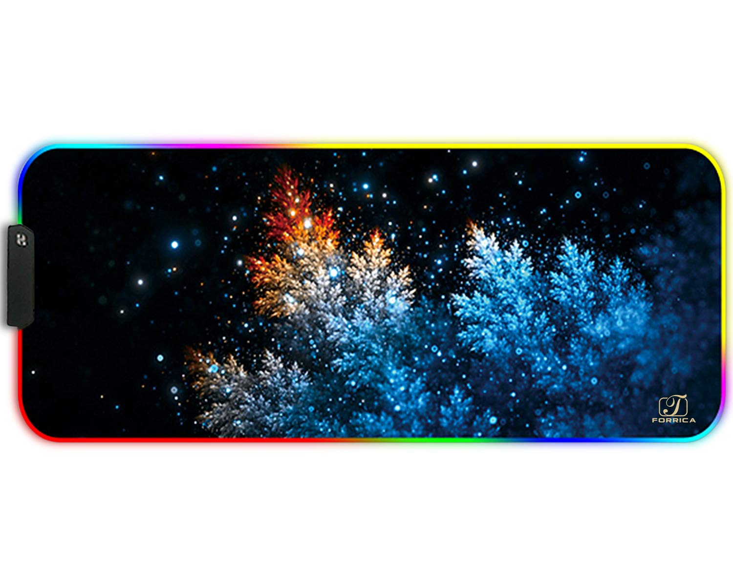 FORRICA RGB Gaming Mouse Mat Large 900 x 400 x 3 mm Oversized XXL Gaming Mousepad Waterproof Non-Slip Surface Mouse Pad for Computer Office Gamer Silver
