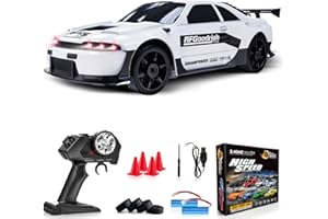 LFOLUSU Remote Control Car RC Drift Car 2.4GHz 1:24 4WD 15KM/H High Speed Racing Sport Car with LED Lights Drifting Tire Racing Sport Toy for Adults Boys Girls Kids Gift 2Pcs Rechargeable Batteries
