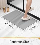 HITSLAM Shower Mat Non Slip 60x40 cm Drain Quick Dry Grey PVC Loofah view 6