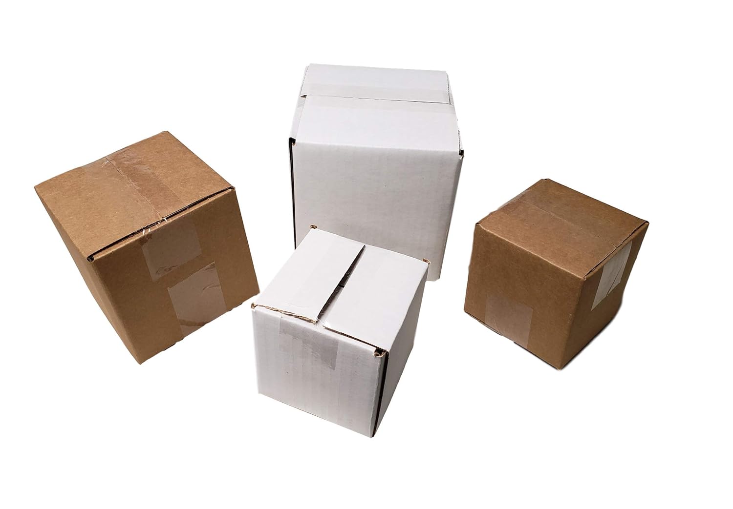 Sturdy White Corrugated Cardboard Boxes for Shipping and Mailing Size 4" x 4" x 4" By MT Products (15 Pieces): Home Improvement