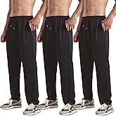 ZH 3 Pack Men's Sweatpants Open Bottom Joggers Lightweight Quick Dry Athletic Pants with Pockets for Workout & Lounge