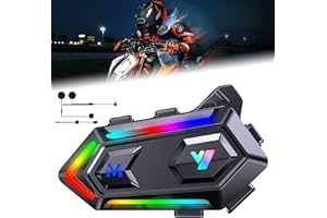 FEYA Motorcycle Helmet Headset - Cool RGB Dazzling Lights, High Battery Life Motorcycle Headphones CVC&DSP Dual Noise Reduction and Deep Bass Ultra Thin Speakers Cycling/Skiing/Riding