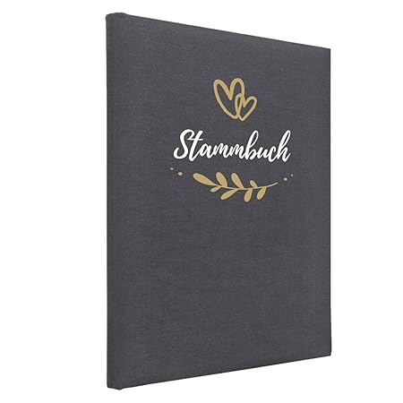 Hochzeitideal Stammbuch der Familie DIN A4 'Fiore' Leinen (grau)