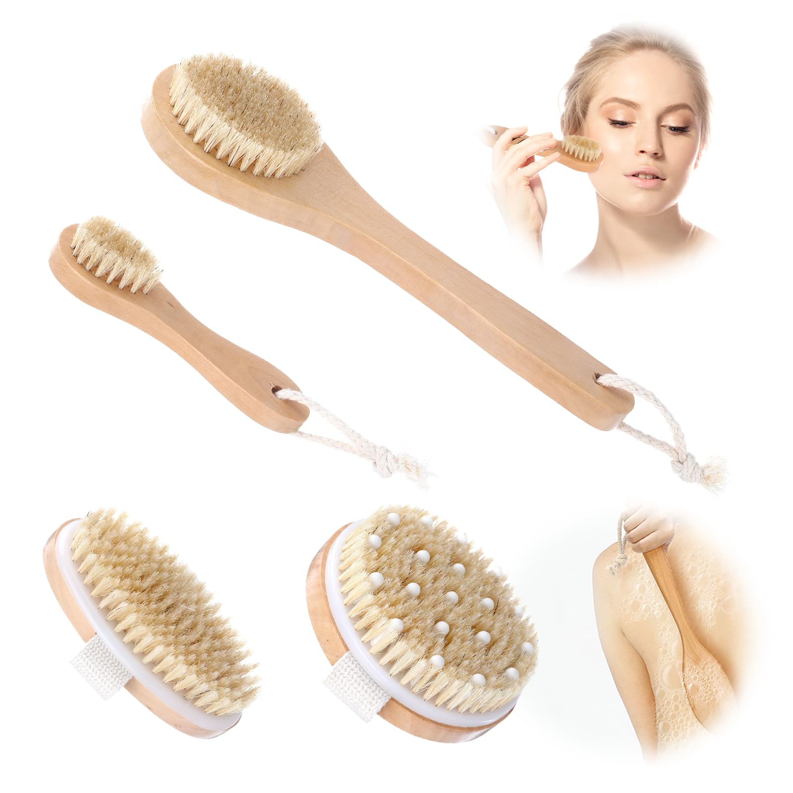 Photo 1 of 4 Pcs Dry Brush Set, Dry Brushing Body Brush for Lymphatic Drainage, Dry Brush for Body Lymphatic Drainage, Dry Body Brush, Body Dry Brush, Skin Brush for Dry Brushing, Dry Brushes