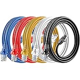 Cat6 Ethernet Cable - 6ft (1.8M) 5-Pack Multi-Color, Cat6 RJ45, LAN, 24AWG UTP, Network, Patch, Internet Cable - (6 feet, 5 P