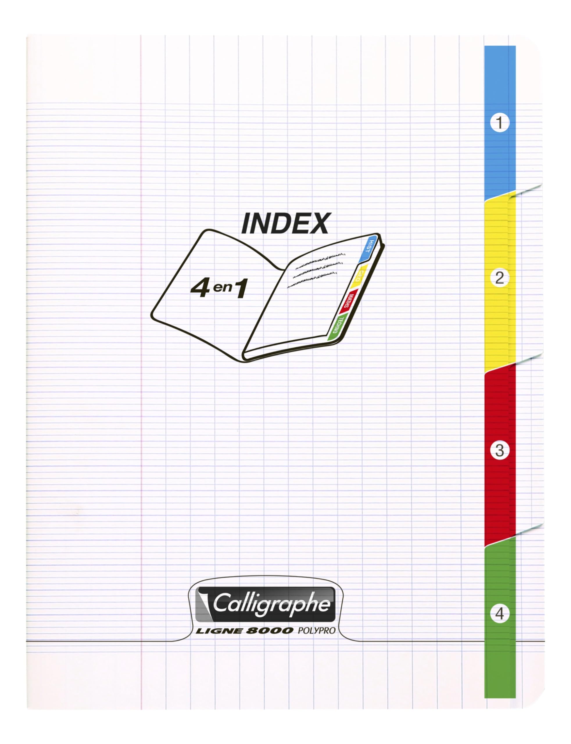 Calligrapher 18225C A Stapled Notebook 4 Index Clear (a Clairefontaine Brand) - 17x22 cm - 140 Seyes Ruled Pages - White Paper 90 g - Transparent Polypro Cover