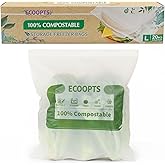 ECOOPTS 100% Compostable Sandwich Zip Bag | ECO-Friendly Food Storage Bags | Freezer Bag | Plant-Based BPA-free | Seal well f