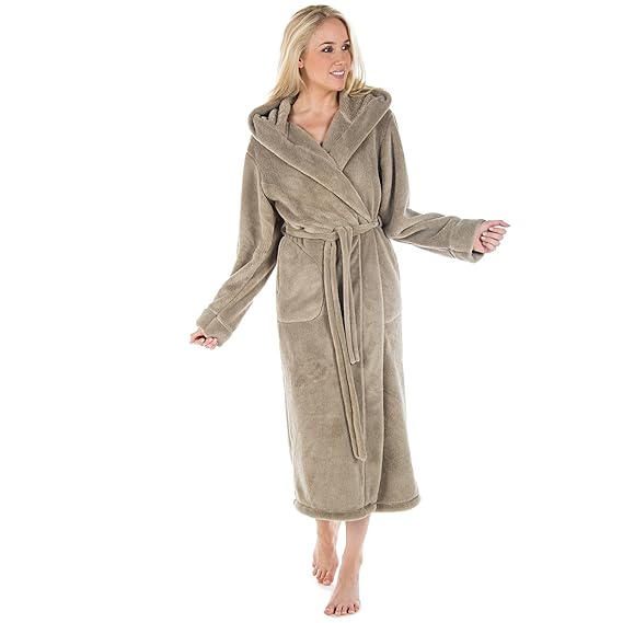 CelinaTex Samos Bademantel mit Kapuze Damen Herren, Morgenmantel weich und super flauschig, Coral Fleece Saunamantel lang, in