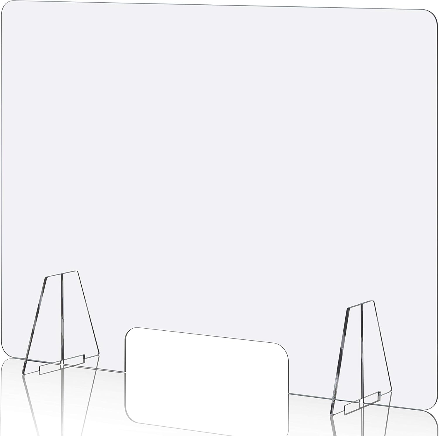 Sneeze Guard 32"x 24" Acrylic Reception Protection Screen Guard Barrier Panel with Opening for Desk, Counter, Reception Table Store and Working: Kitchen & Dining