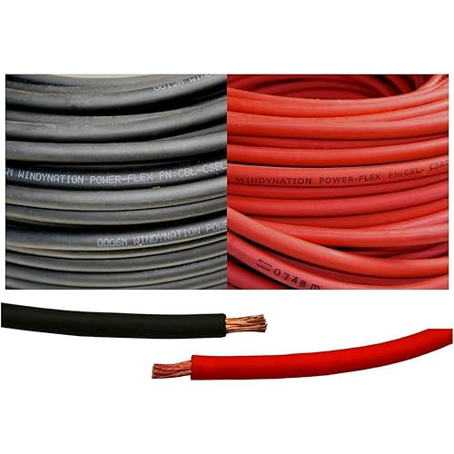 WINDYNATION 6 Gauge 6 AWG 10 Feet Black + 10 Feet Red Welding Battery Pure Copper Flexible Cable Wire - Car, Inverter, RV, Solar