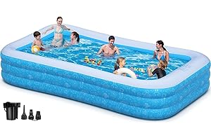 LYLTING Big Inflatable Pool for Adults, Extra Large 130"x72"x22" Thickened Swimming Pool with Pump, Full Size Family Blow Up Pools for Backyard Home Garden Lawn Indoor Outdoor
