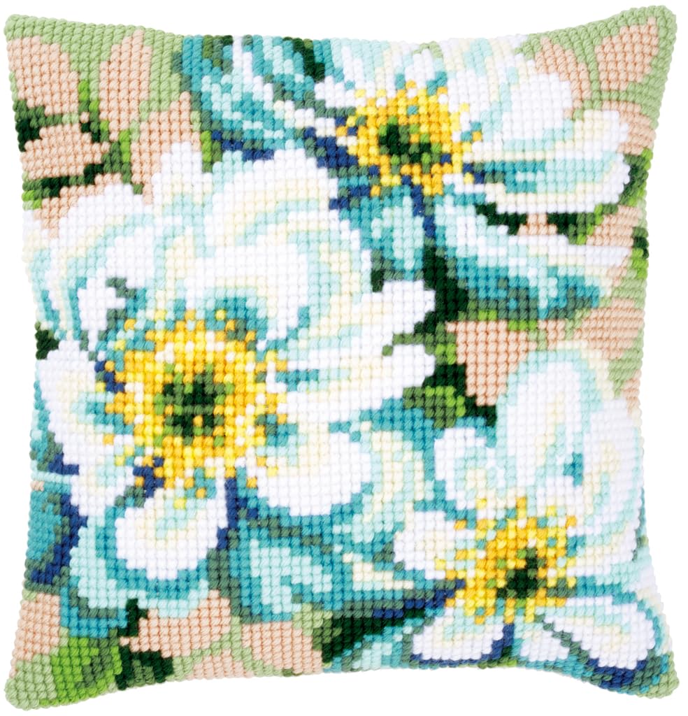 Vervaco Japanese Anemones II Cross Stitch Cushion, Multi-Colour