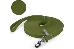 Wolfone 3m Dark Green Heavy Duty Robust Training Dog Leash with Anti-Slip Handle，Waterproof Long Dog Leash for Outdoor Activities