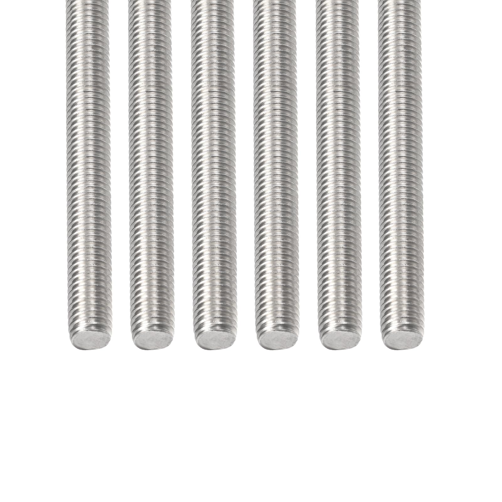 DTGN M8x1.25x90mm(DxPxL) Fully Threaded Rod - 6Pack - Good for Machinery - 304 Stainless Steel Right Hand Thread Rods Bar Studs - Silver