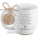 Lighthouse Christian Products Lord Of Peace Rib Textured White 20 Ounce Ceramic Coffee Cup Mug