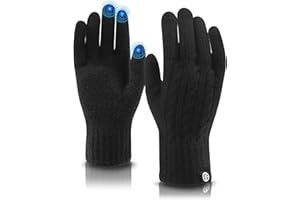 MA COWCF Women's Winter Gloves for Cold Weather Thermal Knit Elastic Soft Touch Screen Glove for Running Driving Hiking