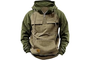 Lisgai Hoodies For Men Quarter Zip Tactical Sweatshirts Fall Winter Casual Long Sleeve Workout Pullover Outdoor Cargo Jackets