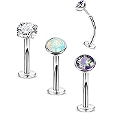 LOREMOW 14G 3Pcs Surgical Steel Threadless Belly Button Ring for Women CZ Flatback Floating Belly Ring Petite Navel Ring Tiny Curved Barbell Push in Belly Piercing