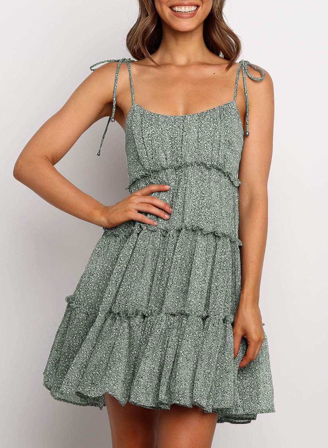 knee length dresses for ladies Floral Square Neckline Mini Dress – Katherine Jean main image 1