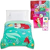 Disney The Little Mermaid Bedspread Twin Set for Kids - Bundle with Ariel Quilted Bedspread for Twin Bed Plus Tattoos, More | Little Mermaid Twin Bedding Set for Girls