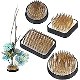 4/Set Flower Frog Japanese Ikebana Flower Arrangement Kenzan Kit, 2.4”Round Floral Frog Moribana+1.6”Square Ikebana Kenzan+2.1”x1.4”Rectangle Pin Frog+1.4”Round