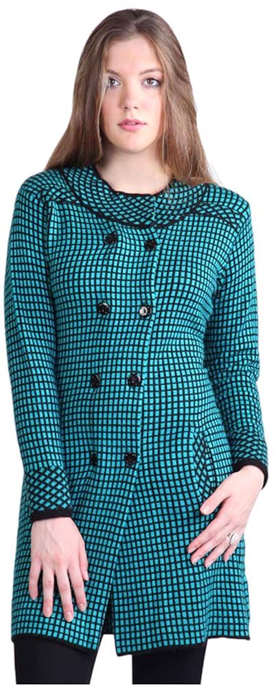 montrex turquoise double breasted coat for women