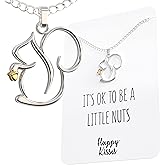 Happy Kisses Squirrel Necklace - Charming Pendant With Funny Message Card - Ideal Gift for Women, Squirrel Lovers, and Wildlife Enthusiasts