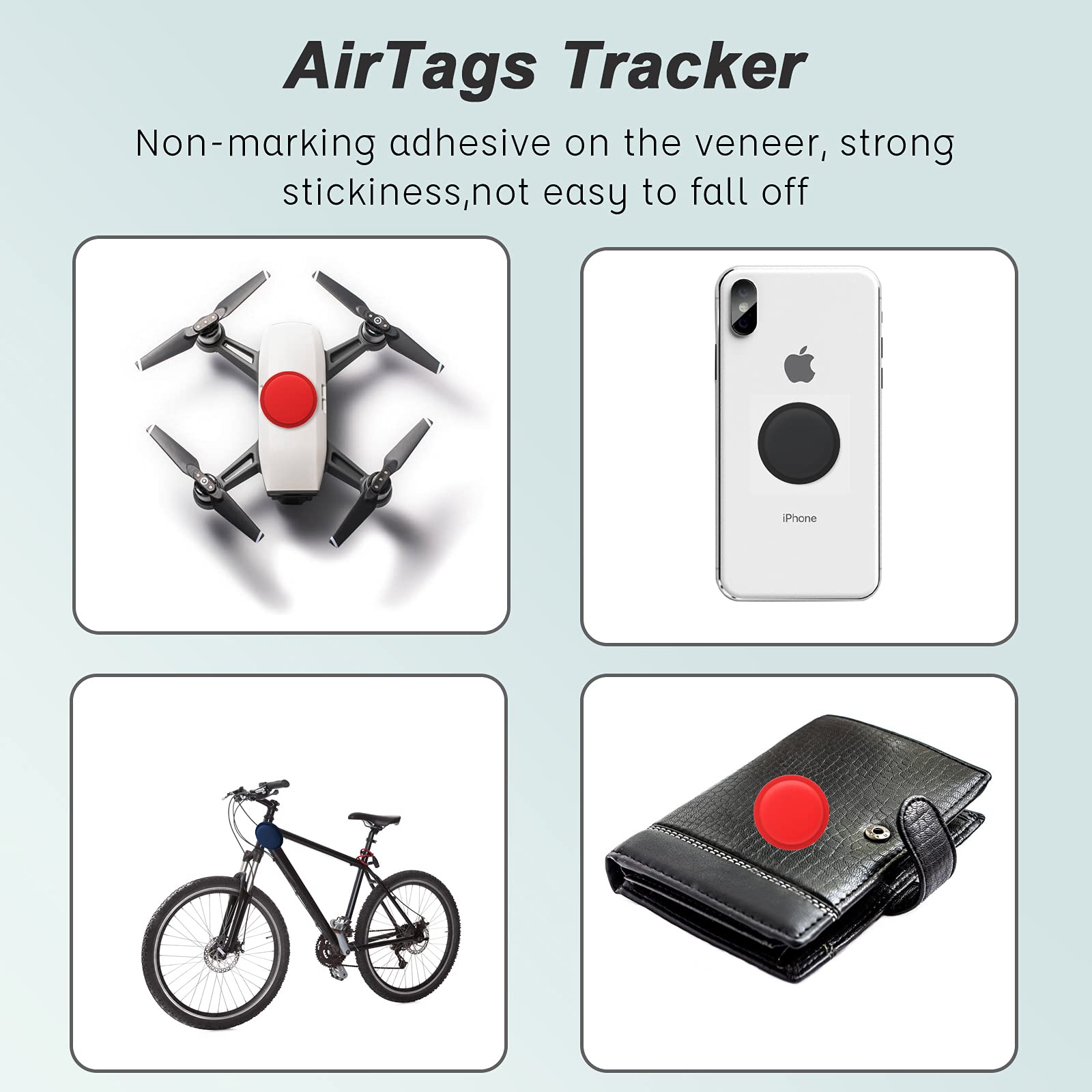 LiZHi Case for Apple Airtag Holder Cover Airtag Sticker Stick on Adhesive Mount Silicone for Tv Remote Car Phone 2 Pack，Black