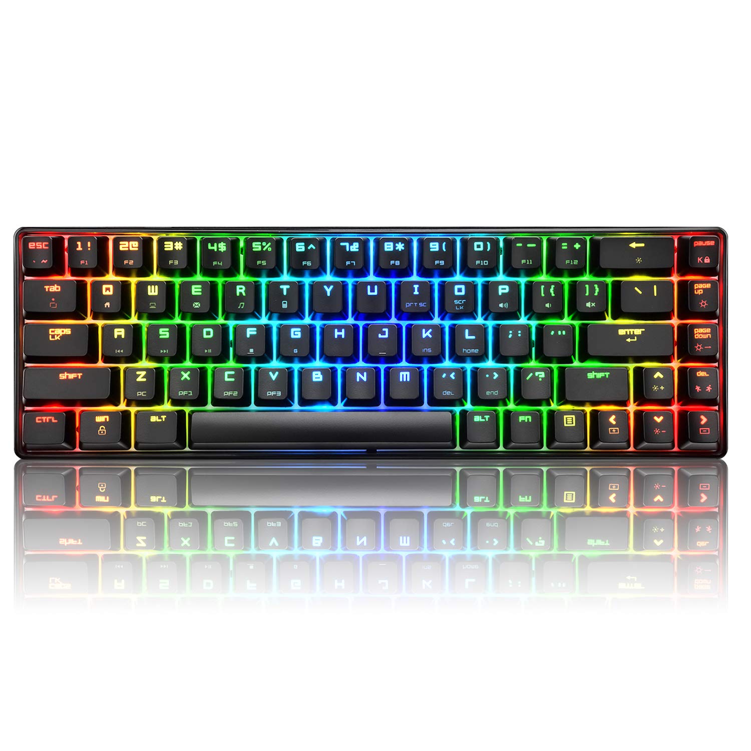 60% Mechanical Gaming Keyboard Type C Wired 68 Keys LED Backlit USB Waterproof Apex Pro illuminated Keyboard 18 Chroma RGB Lighting Backlight Anti-ghosting Keys for Gamers and Typists (Blue Switch)