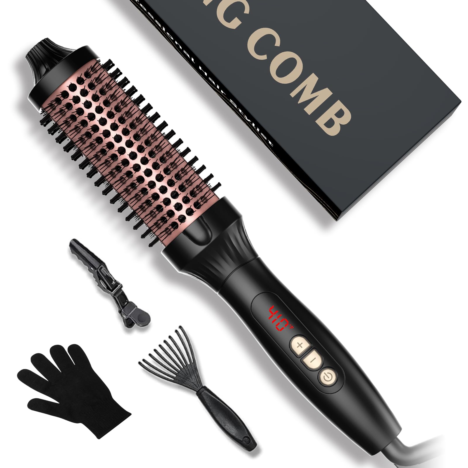 Photo 1 of 1.5 in Thermal Brush, Curling Iron Heated Round Curling Volumizing, The Ceramic Barrel Heats up 30S, LCD Display 10 Temperatures frizz-Free Curls The Ionic