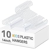 Hsei 10 Packs 14 Inch Baby Hangers with Clips, Plastic Kids Pants Hangers for Nursery Closet, Top and Bottom Clothes Hanger Set for Newborn Child Infant Toddler Boys and Girls