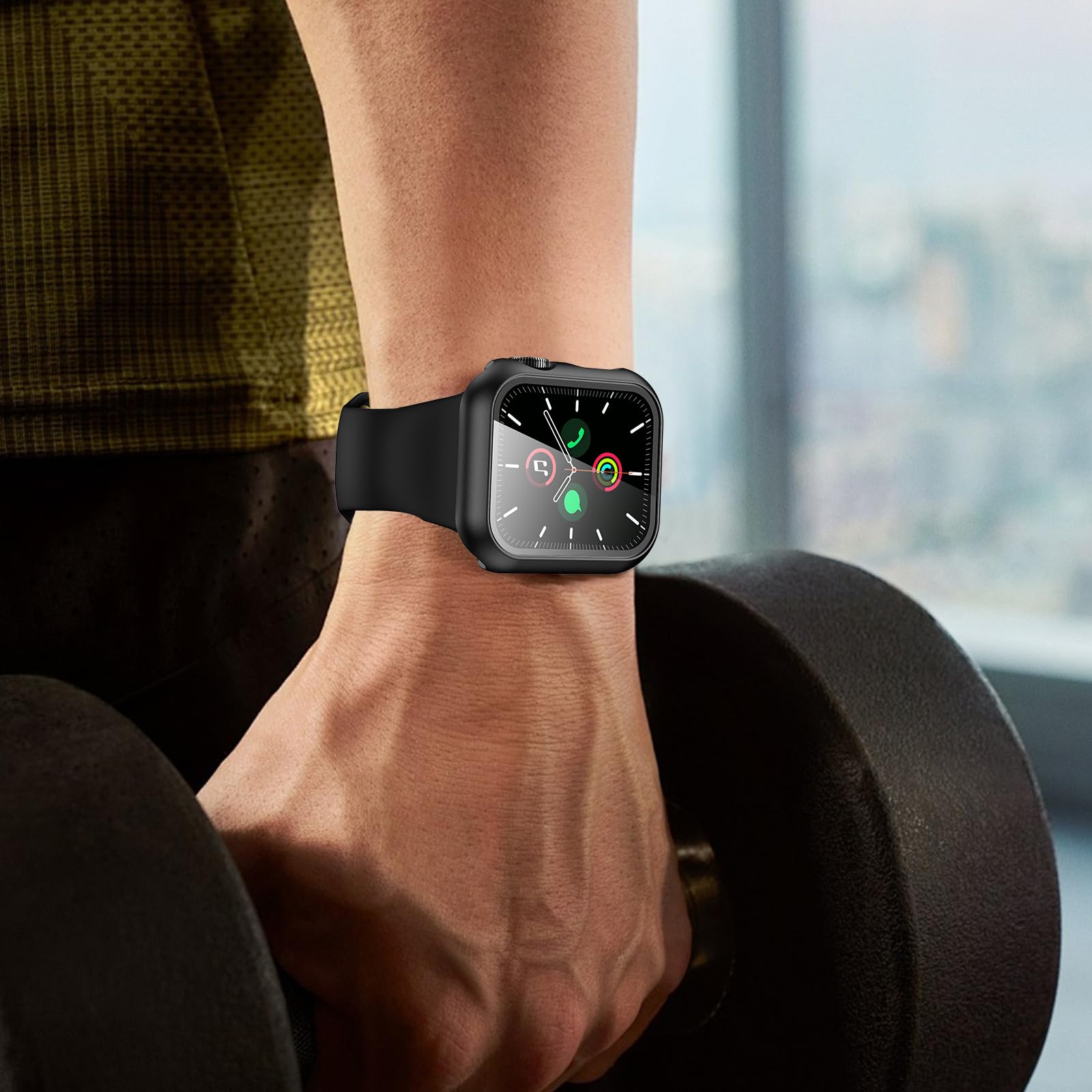 Case for Apple Watch Screen Protector SE 3(2025)/SE 2/SE/Series 4 5 6 44mm Built-in HD Tempered Glass | Slim Guard Bumper | Full Coverage Protective | Hard PC Face Cover Compatible iWatch