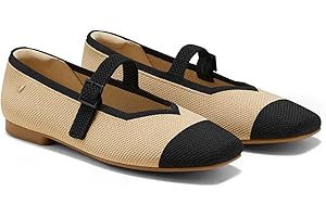 VIVAIA Margot Mary Jane Women Flat Shoes Slip on Square-Toe Washable Shoes Comfortable for Work with Arch Support