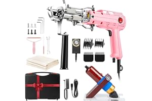 Riiai Tufting Gun Starter Kit, Tufting Gun with Carpet Trimmer Rug Making Kit, Rug Gun Cut Pile Loop Pile for Making Rugs, Carpet Trimmer Tufting for Sculpting, A Must Have for Tufting Lover (Pink)