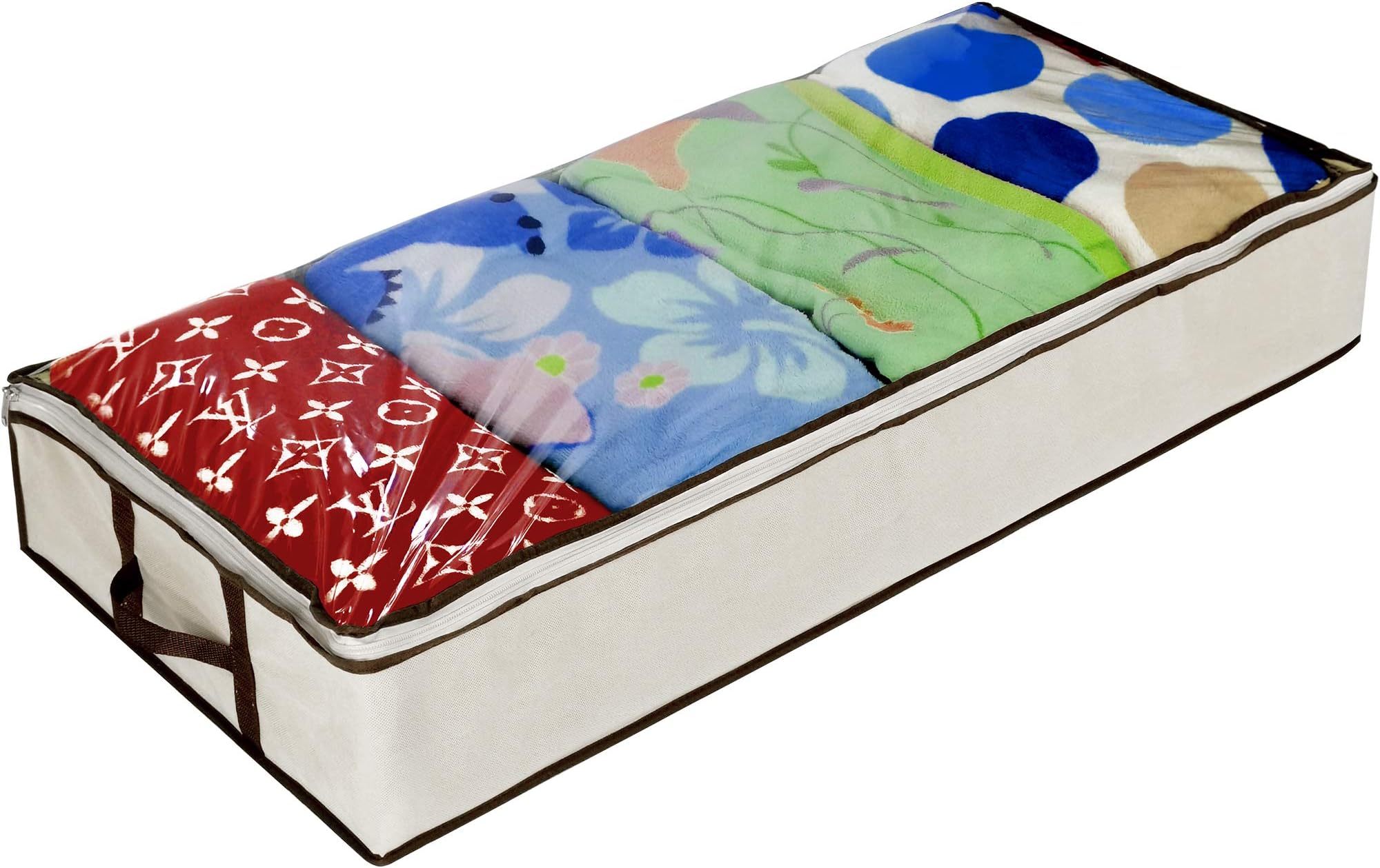 Ziz Home TM Under The Bed Organizer, Anti-mold, Breathable Material, Household Home Organizers Tidy Up Your Closets, Shelves, Blankets, Linen Cloth Create Extra Storage Space Underbed, Eco-friendly, Transparent Top by Ziz Home