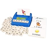 BOHS German Flash Cards for Kids, 60-Card Spelling and Language Game | 56 uppercase accent tiles; picture-guided words from three to six letters; vocabulary, memory, focus and fine-motor practice