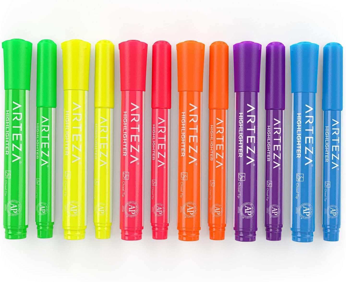 Arteza Highlighters Set of 60, Bulk Pack of Colored Markers, Wide and Narrow Chisel Tips, 6 Assorted Neon Colors, Office Supplies for School, Office, or Home : Office Products