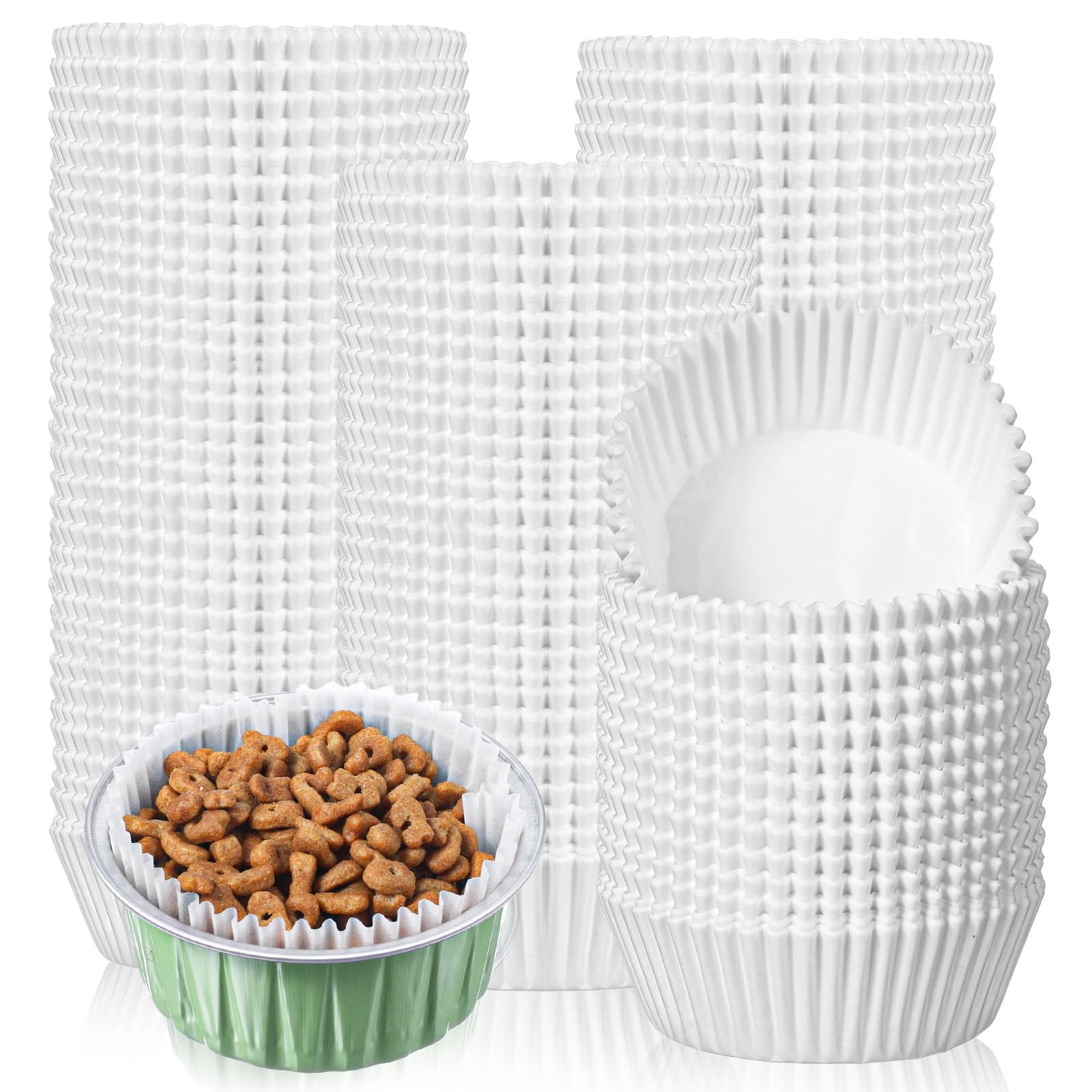 Photo 1 of 1000 Pcs Disposable Cat Food Bowls Liners Pet Feeding Bowls Paper Liner for Small Dog Cat Plate Feedings Dish Wet Food Feeding Station (White)