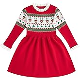 RAISEVERN Toddler Christmas Sweater Dress Kids Long Sleeve Knit Winter Xmas Dresses 12M-5T