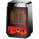 Portable Electric Fireplace Heater for Indoor Use, 1500W/750W Small Space PTC Fast Heating with 3D LED Flame, 7-Safety-Protec