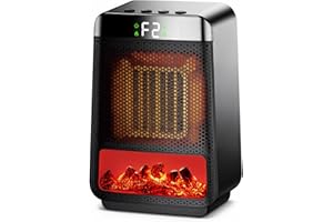 Portable Electric Fireplace Heater for Indoor Use, 1500W/750W Small Space PTC Fast Heating with 3D LED Flame, 7-Safety-Protec