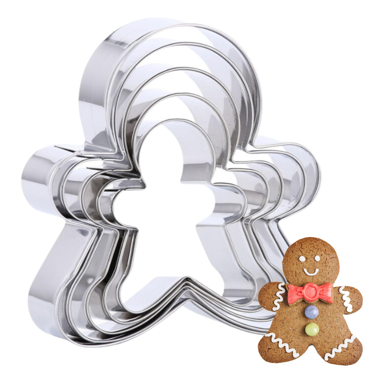 Gingerbread Cookie Cutter Set,5PCS Stainless Steel Gingerbread Man Cookie Cutters Christmas Cookie Cutters for DIY Chirstmas Party Decorations