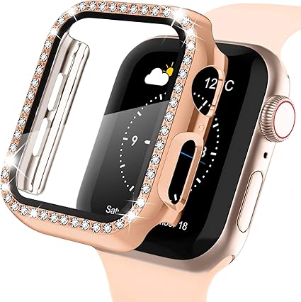 Amazon 最新版 Waspo コンパチブル Iwatchケース 44mm 保護フィルム付き クリスタルダイヤ付き アップルウォッチカバー 女性専用 全面保護ケース 44mm Series Se 6 5 4 ローズゴールド スマートウォッチアクセサリ 通販
