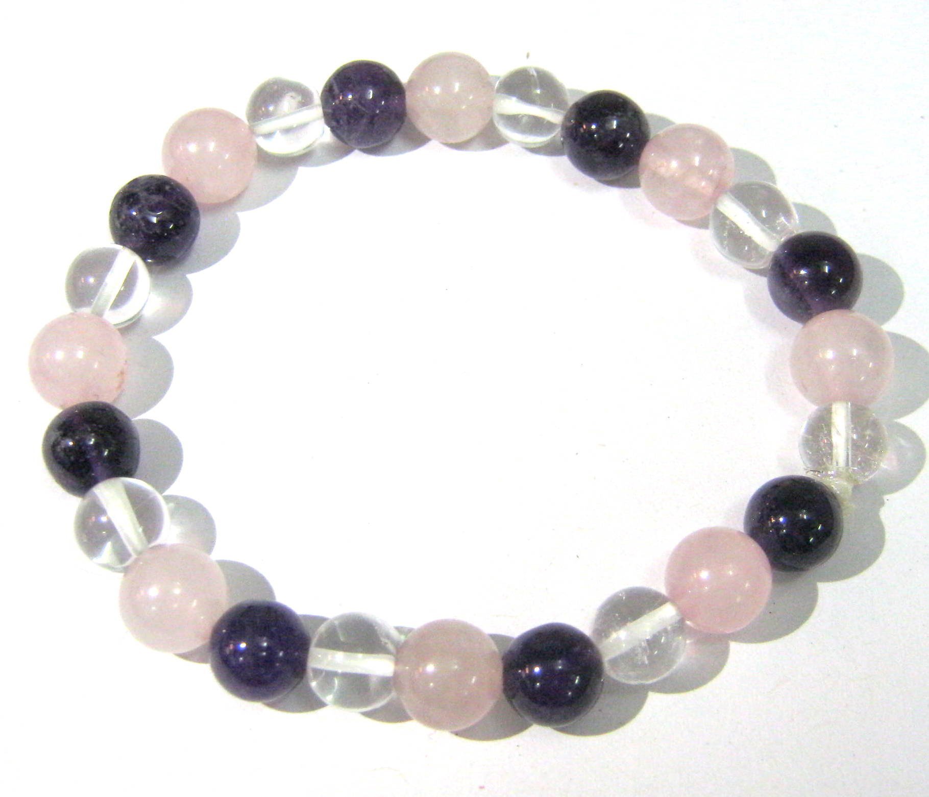 Clear Quartz Amethyst Rose Quartz Gemstone Beaded Bracelet Crystal Healing Gift positive Energy Love Meditation Fashion handcrafted accessory