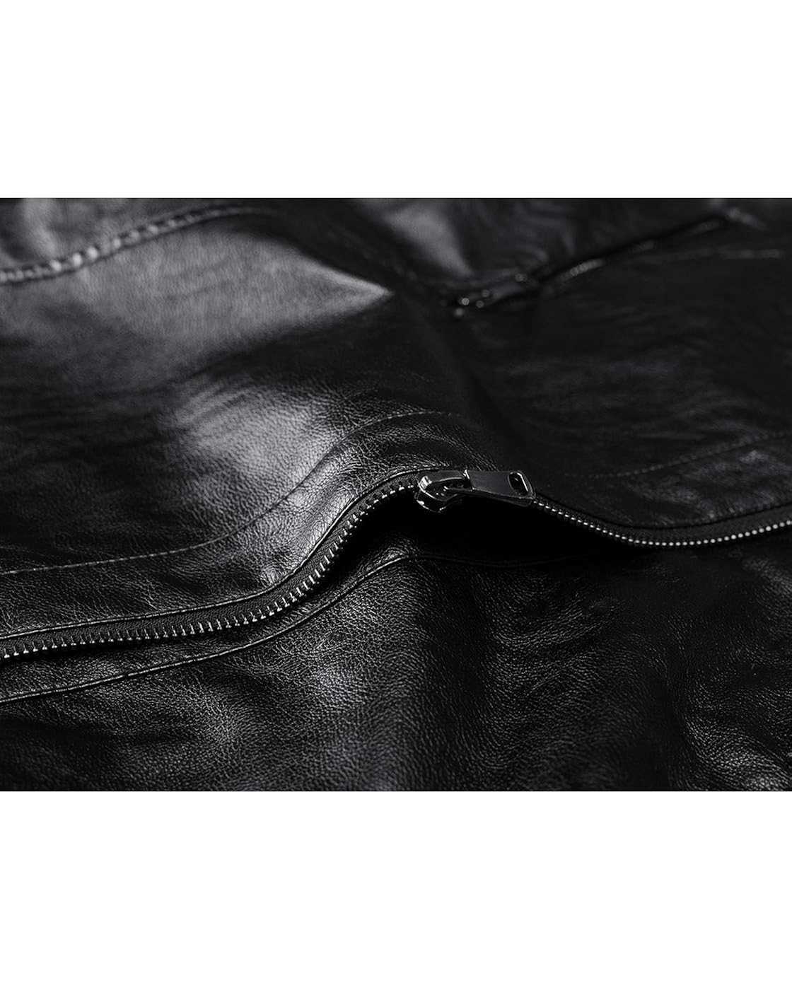 Fairylinks Leather Jacket Men Black Motocycle Lightweight Classic