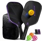 ANXSPIN Carbon Fiber Pickleball Paddles Set of 2,T700 Carbon Fiber Pickleball Paddle for Adults and Teenagers,Includes 4 Balls, 1 Bag, and 2 Grip