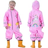 Toddler Rain Suit Boys Girls One Piece Raincoat Cartoon Waterproof Coverall Kids Rainwear S-XXL Size