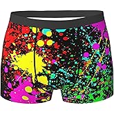 Wegphh Glow in Dark Splatter Neon Mens Boxer Briefs Soft Breathable Underwear Briefs