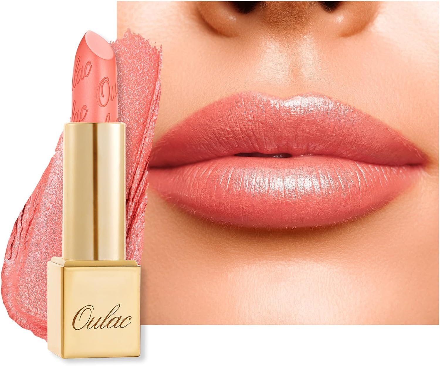 OULAC Glow Metallic Shine Orange Lipstick, Coral High Impact Lipcolor, Lightweight Soft and Ultra Hydrating, Long Lasting, Vegan & Cruelty-Free, Full Coverage Lip Color 4.3 g/0.15 GM11 Aurora — image 1