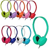 OSSZIT Headphones for Kids School Classroom Bulk 10 Pack Multi Colored,Wired Adjustable Student Headphones with 3.5mm Plug for Students Teens Children and Adult (10 Colors)